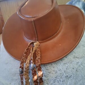 Brown Leather Cowboy Hat
